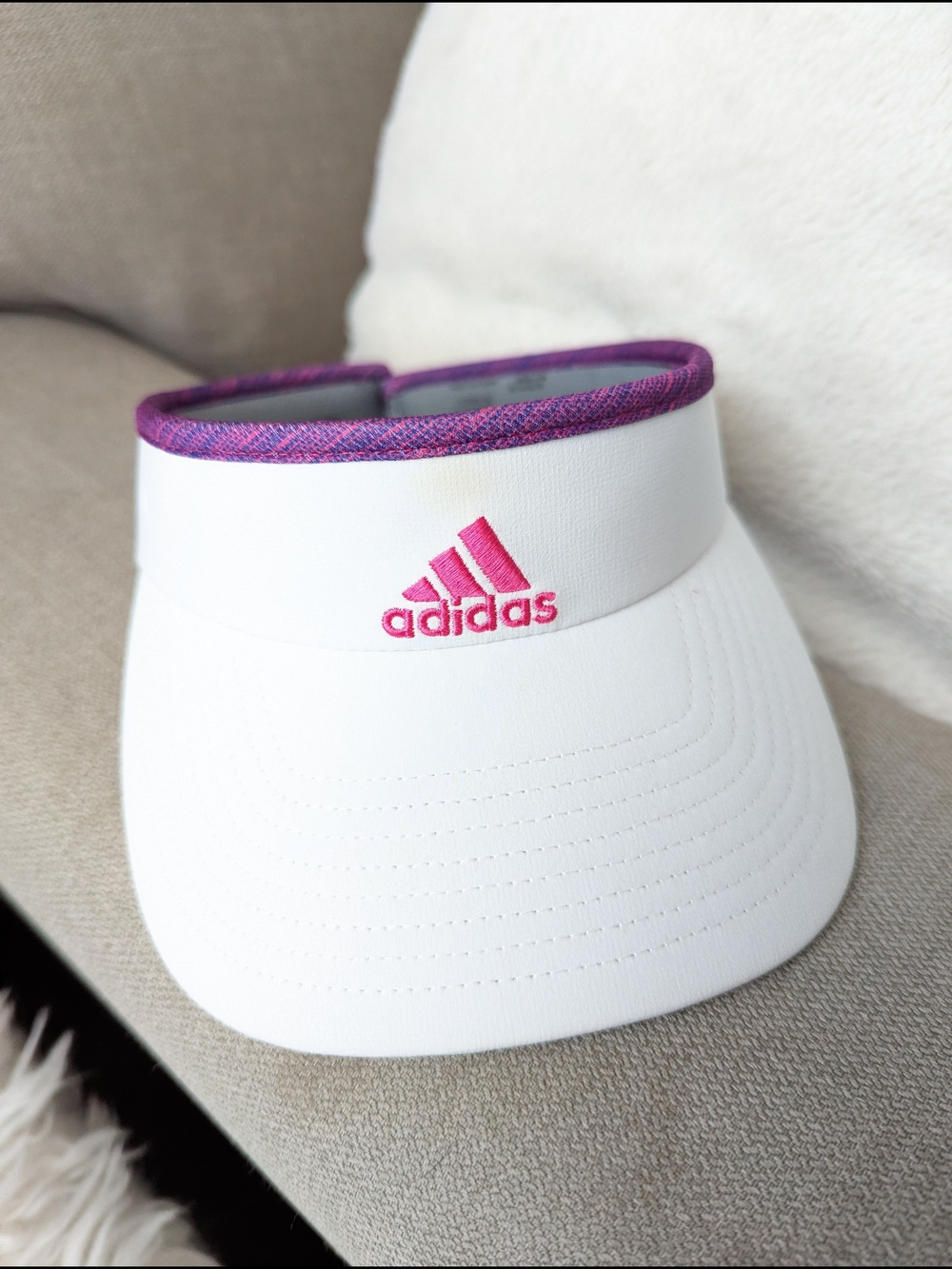 Adidas Visor with Pink Logo and Purple Trim